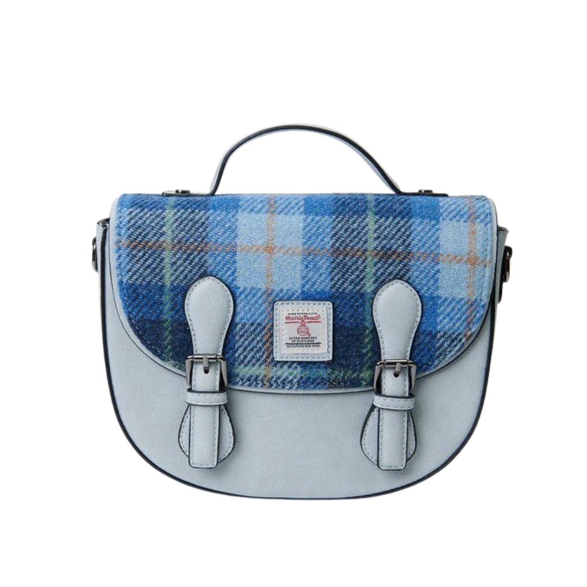 Islander Harris Tweed Medium Cobble Satchel 'Blue Tartan'