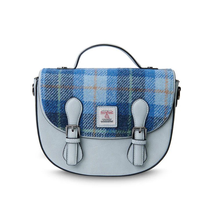 Islander Harris Tweed Medium Cobble Satchel 'Blue Tartan' - The Celtic Gift Store - Handbags