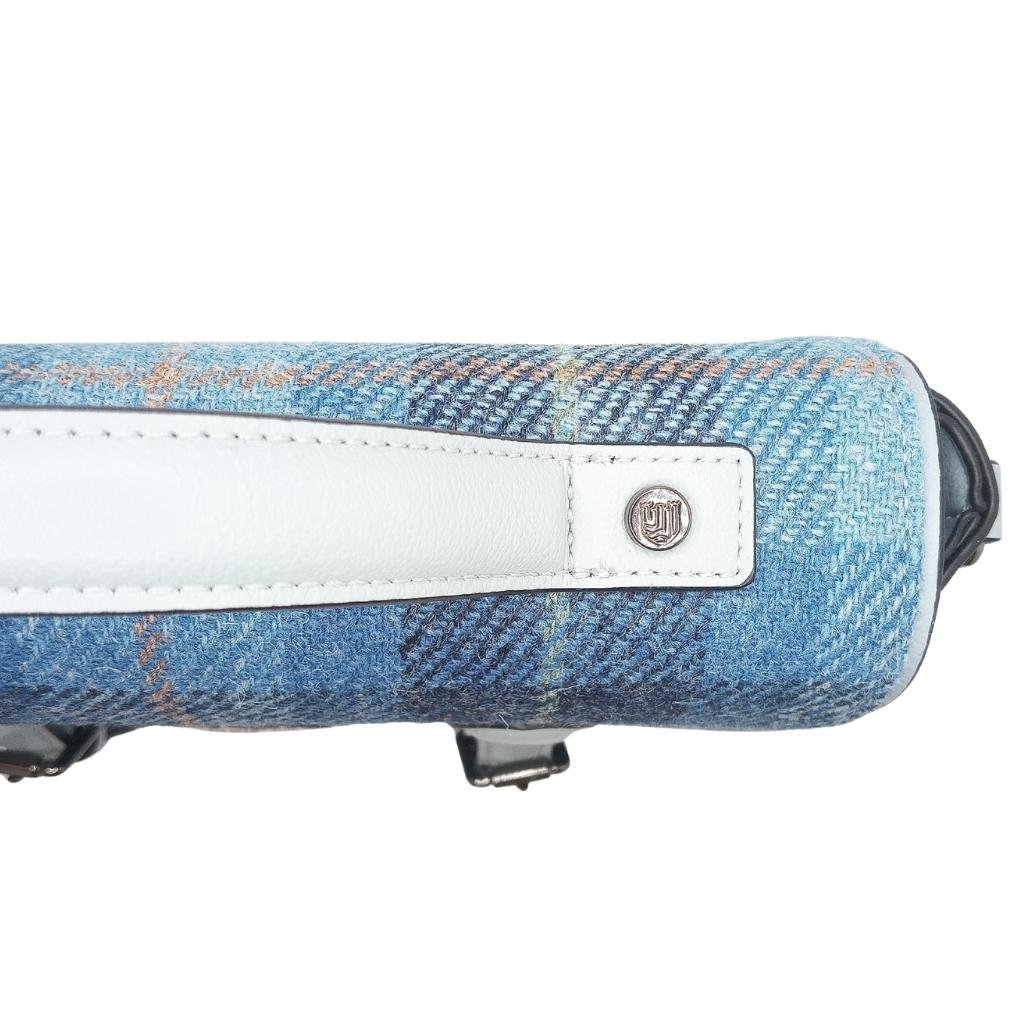 Islander Harris Tweed Medium Cobble Satchel 'Blue Tartan'