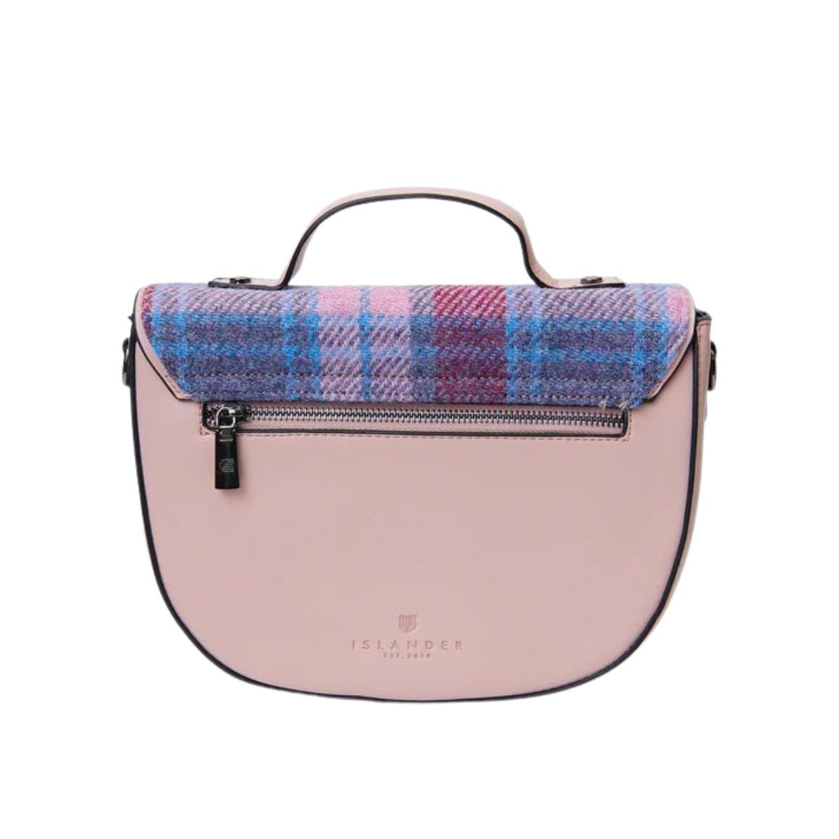 Islander Harris Tweed Medium Cobble Satchel 'Blue Tartan'