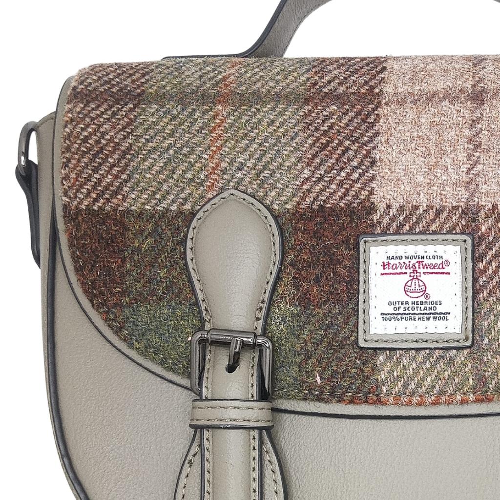Islander Harris Tweed Medium Cobble Satchel 'Chestnut Tartan'