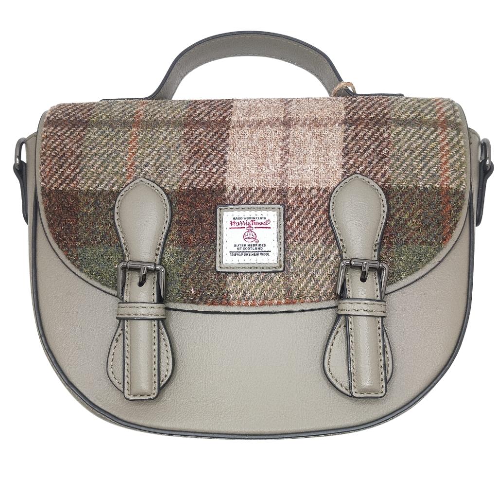 Islander Harris Tweed Medium Cobble Satchel 'Chestnut Tartan'
