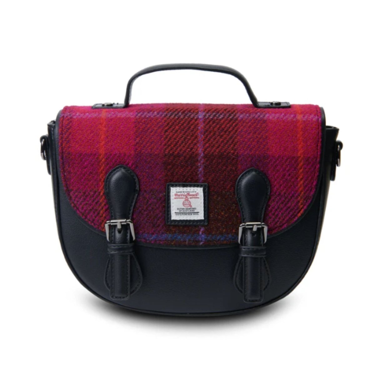 Islander Harris Tweed Medium Cobble Satchel 'Fuchsia Tartan' - The Celtic Gift Store - Handbags