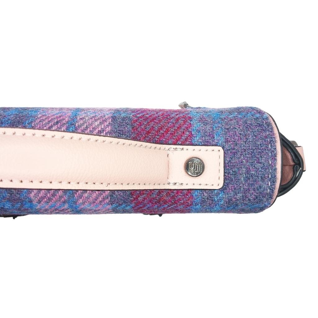 Islander Harris Tweed Medium Cobble Satchel 'Pink and Blue Tartan'