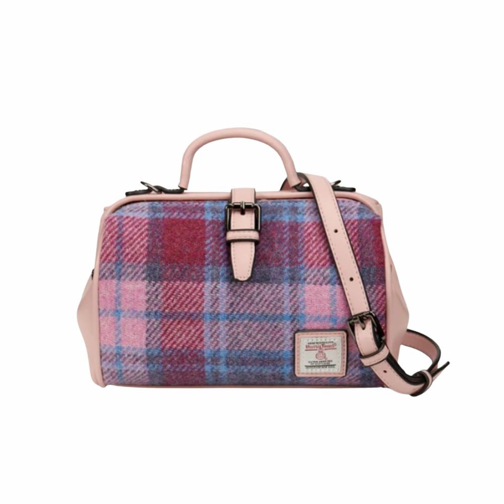 Islander Harris Tweed Medium Doctor Bag 'Pink and Blue Tartan'