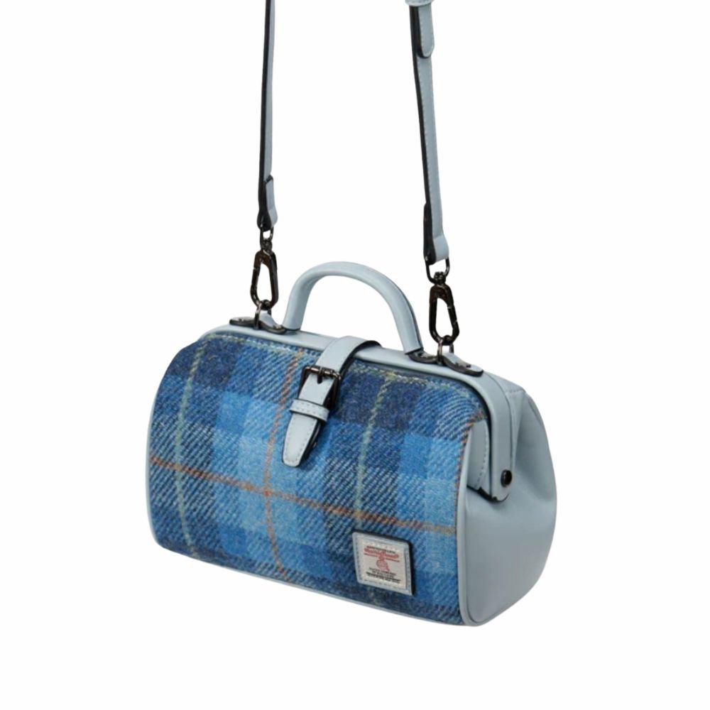 Islander Harris Tweed Medium Doctor Bag 'Pink and Blue Tartan'