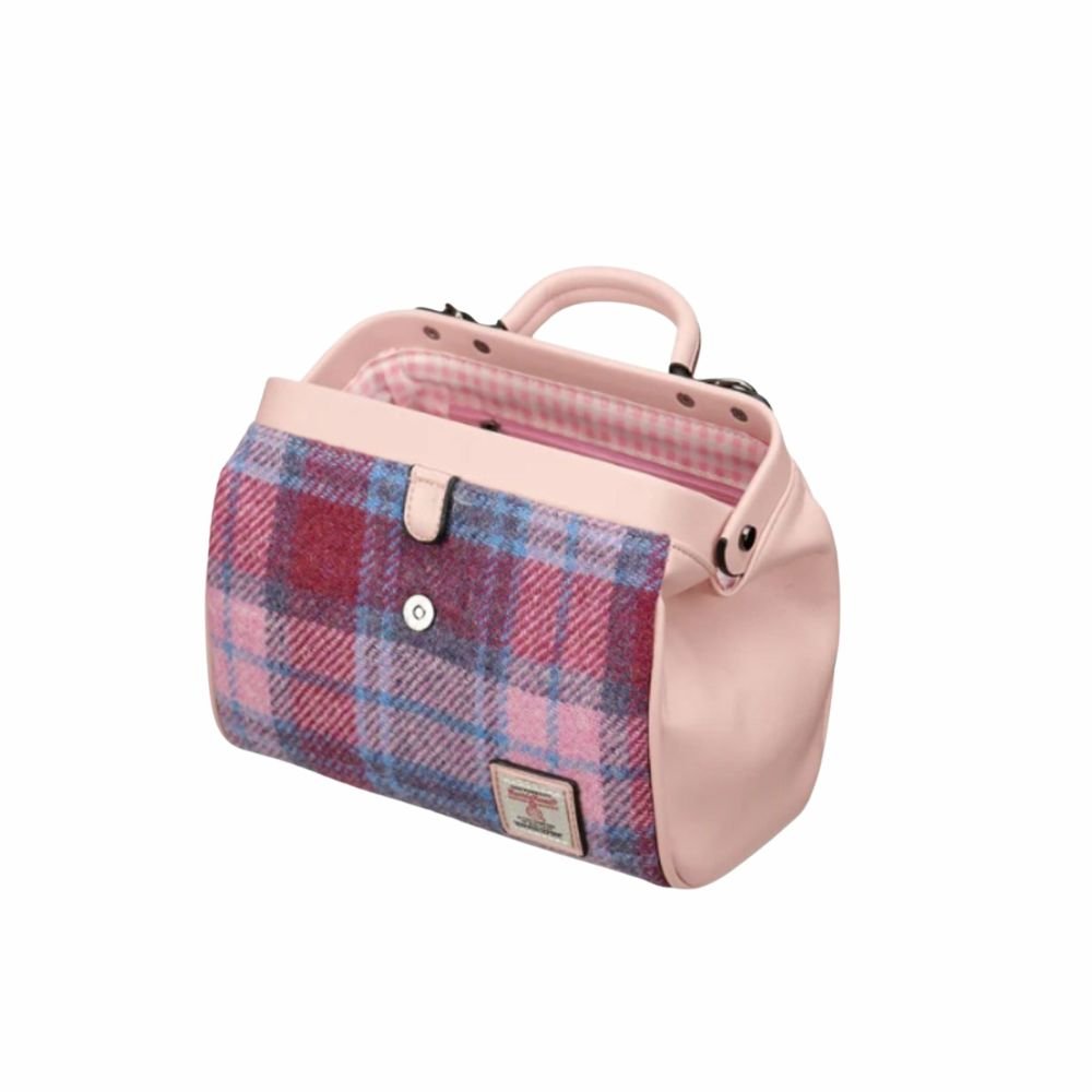 Islander Harris Tweed Medium Doctor Bag 'Pink and Blue Tartan'
