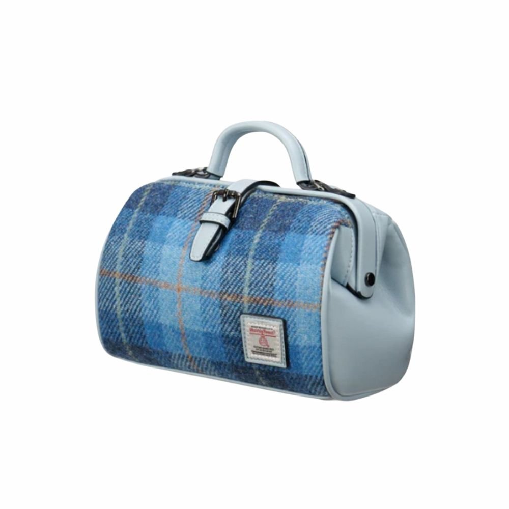 Islander Harris Tweed Medium Doctor Bag 'Pink and Blue Tartan'