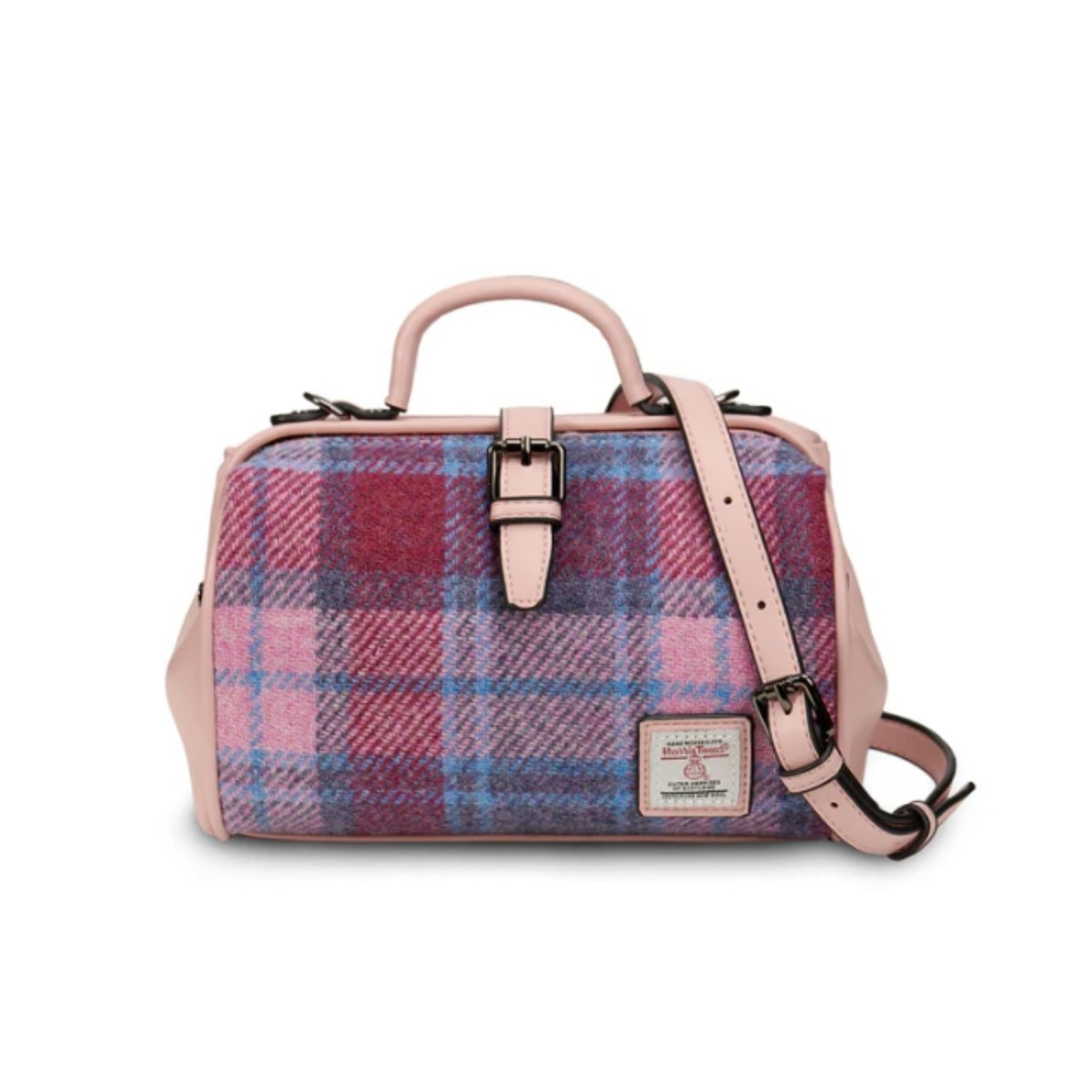 Islander Harris Tweed Medium Doctor Bag 'Pink Blue Tartan'