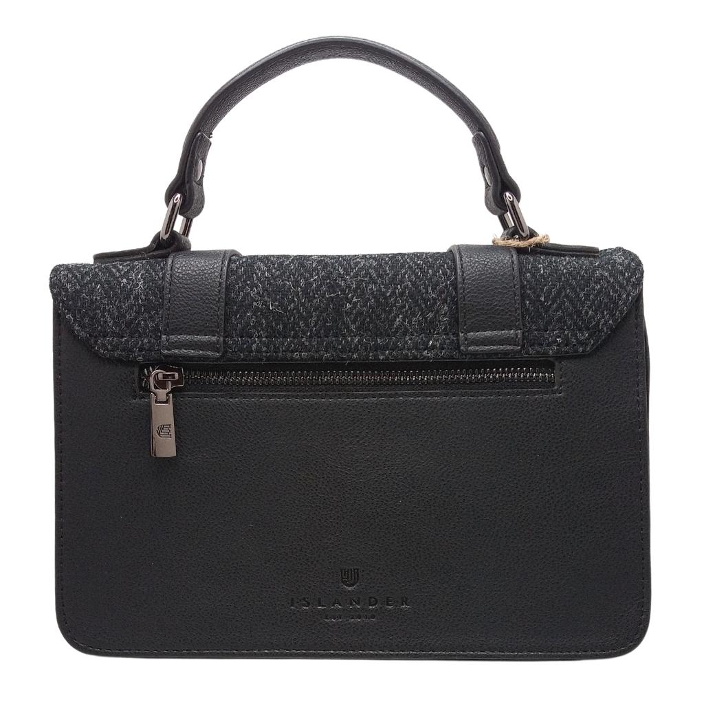 Islander Harris Tweed Medium Satchel 'Black Herringbone' by Islander - Handbags