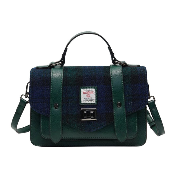 Islander Harris Tweed Medium Satchel 'Black Watch Tartan'
