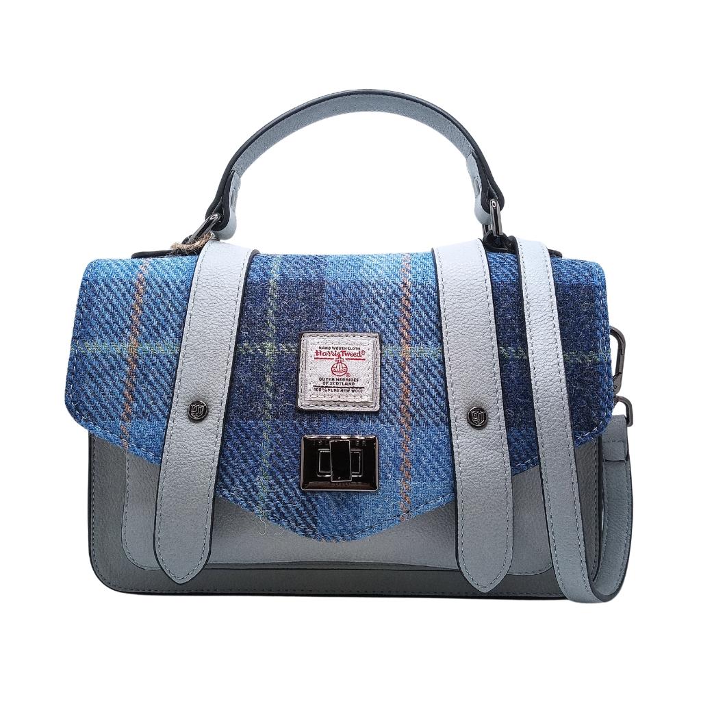 Islander Harris Tweed Medium Satchel 'Blue Tartan' by Islander - Handbags