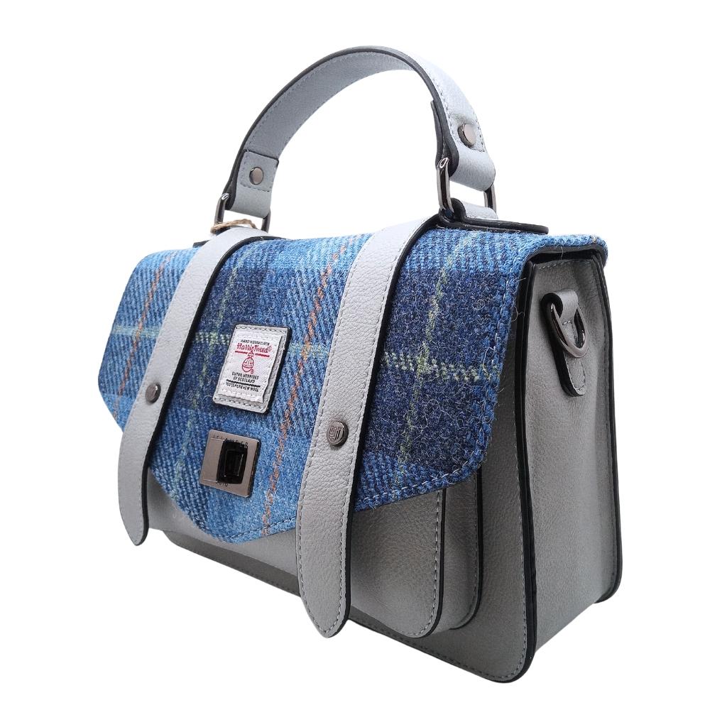 Islander Harris Tweed Medium Satchel 'Blue Tartan' by Islander - Handbags