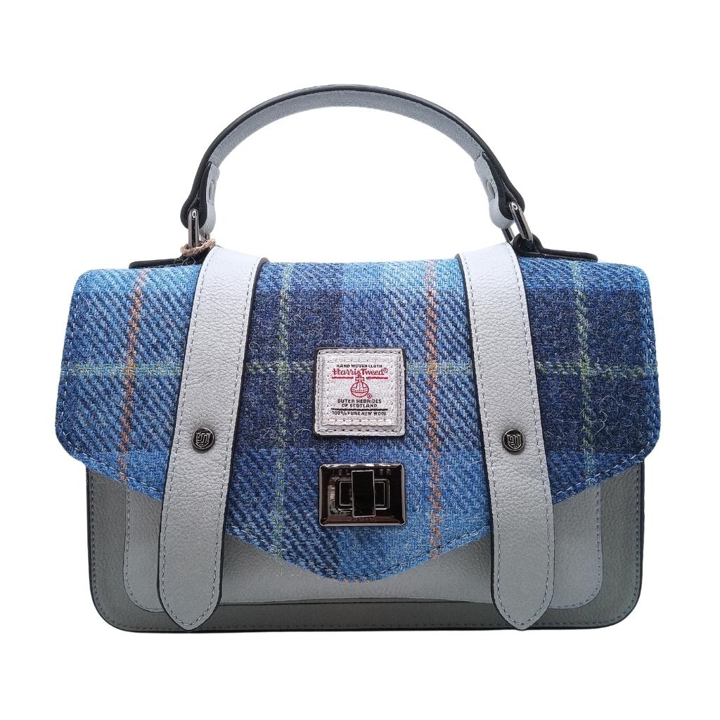 Islander Harris Tweed Medium Satchel 'Blue Tartan' by Islander - Handbags