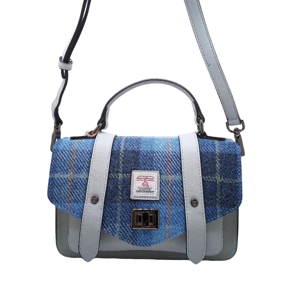 Islander Harris Tweed Medium Satchel 'Blue Tartan' by Islander - Handbags