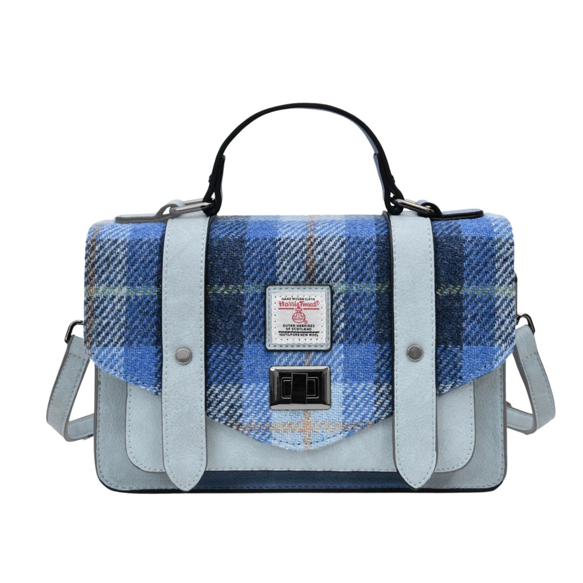Islander Harris Tweed Medium Satchel 'Blue Tartan'