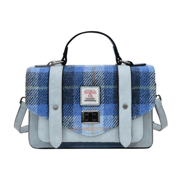 Islander Harris Tweed Medium Satchel 'Blue Tartan'