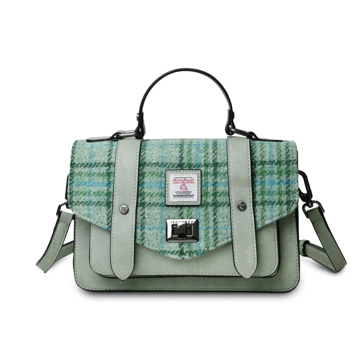 Islander Harris Tweed Medium Satchel 'Mint Tartan'