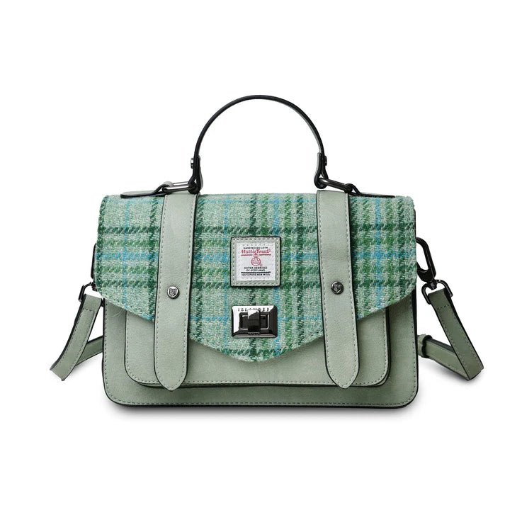 Islander Harris Tweed Medium Satchel 'Mint Tartan' - The Celtic Gift Store - Handbags