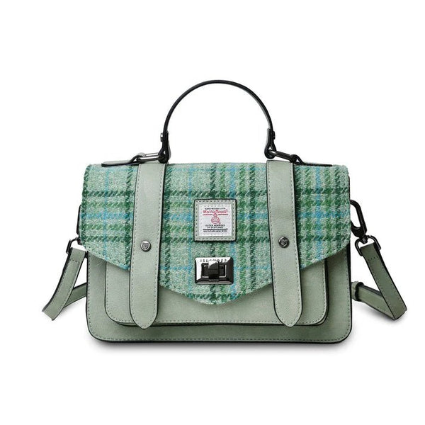 Islander Harris Tweed Medium Satchel 'Mint Tartan' - The Celtic Gift Store - Handbags