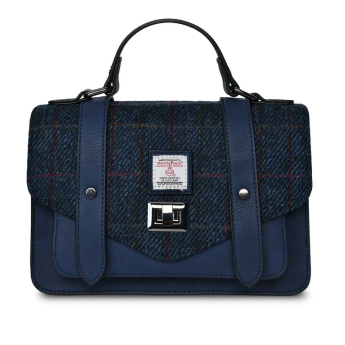 Islander Harris Tweed Medium Satchel 'Navy Over-Check' - The Celtic Gift Store - Handbags
