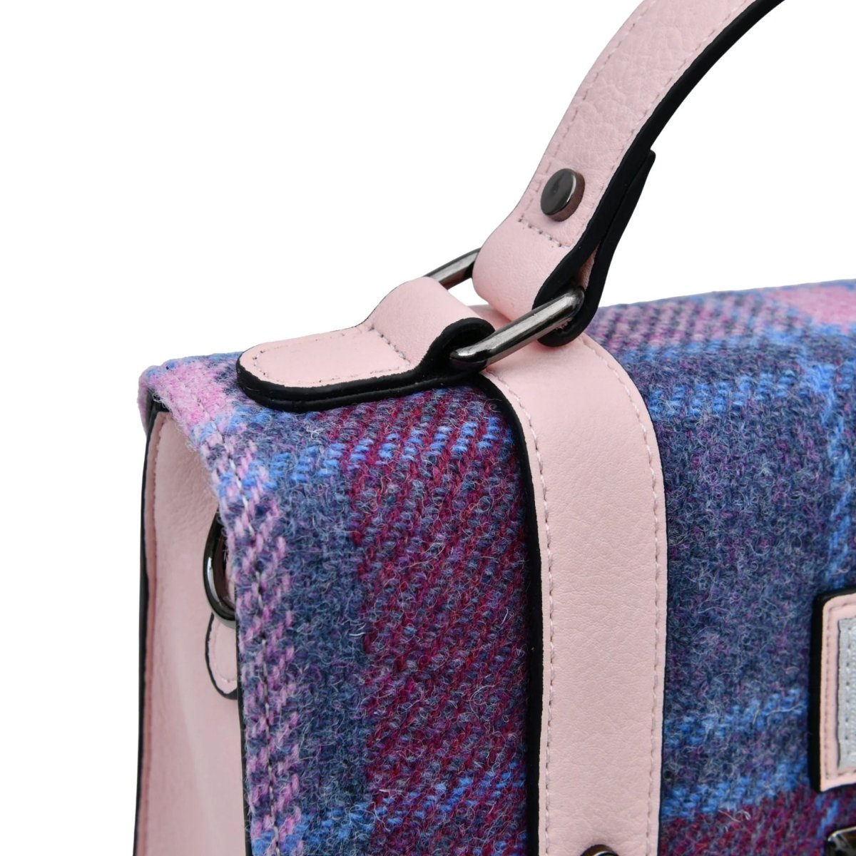 Islander Harris Tweed Medium Satchel 'Orange and Blue Tartan'