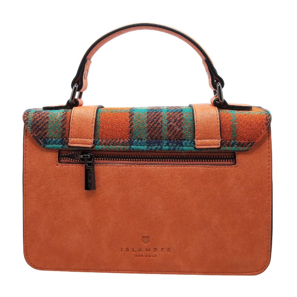 Islander Harris Tweed Medium Satchel 'Orange and Blue Tartan' by Islander - Handbags