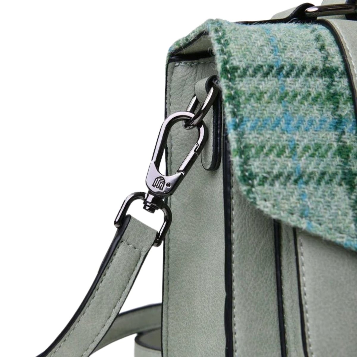 Islander Harris Tweed Medium Satchel 'Orange and Blue Tartan'