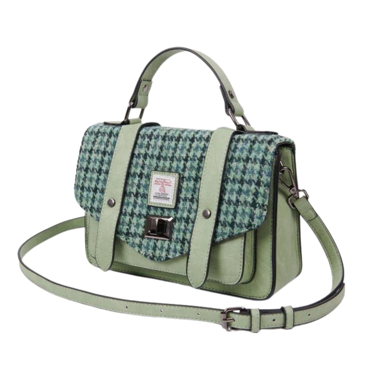 Islander Harris Tweed Medium Satchel 'Orange and Blue Tartan'