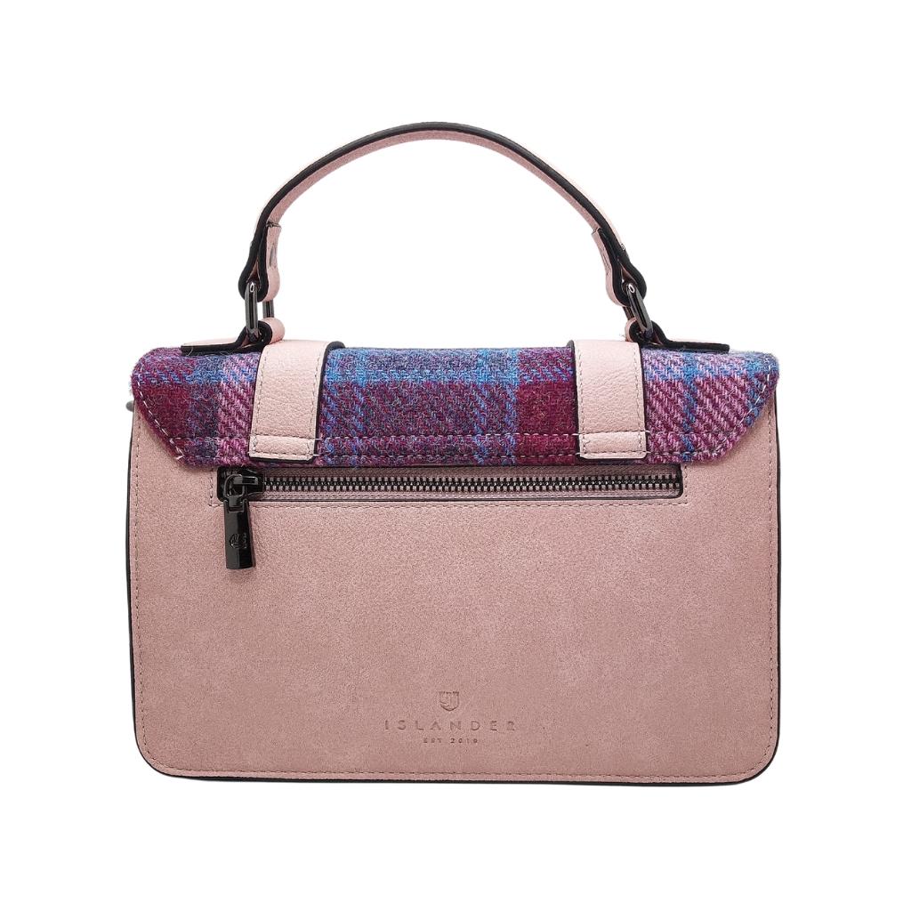 Islander Harris Tweed Medium Satchel 'Pink and Blue Tartan' by Islander - Handbags