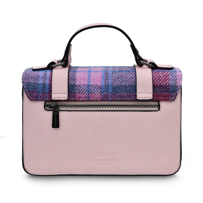Islander Harris Tweed Medium Satchel 'Pink and Green Tartan' - The Celtic Gift Store - Handbags