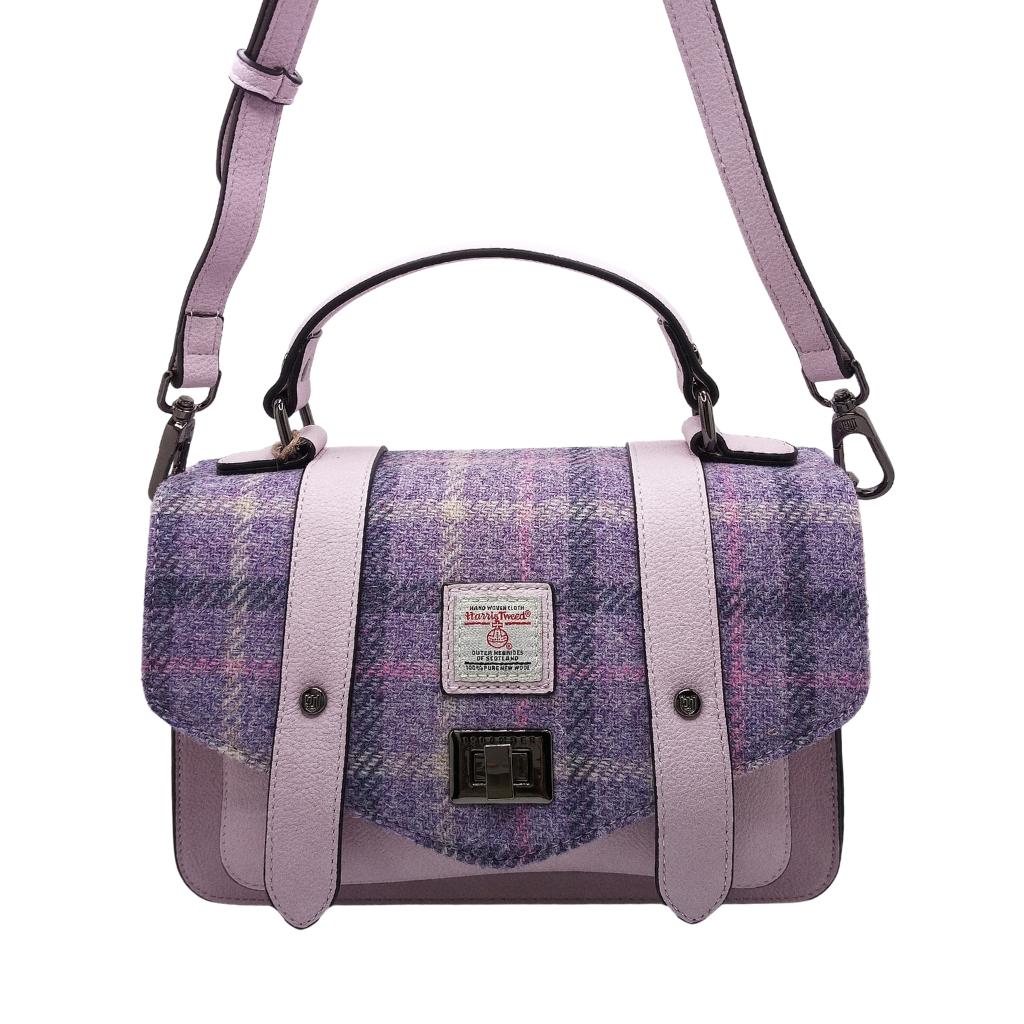 Islander Harris Tweed Medium Satchel 'Purple Tartan' by Islander - Handbags