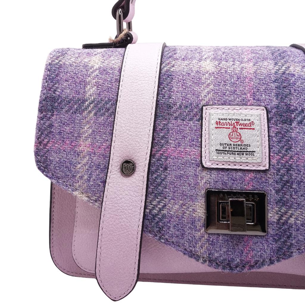 Islander Harris Tweed Medium Satchel 'Purple Tartan' by Islander - Handbags