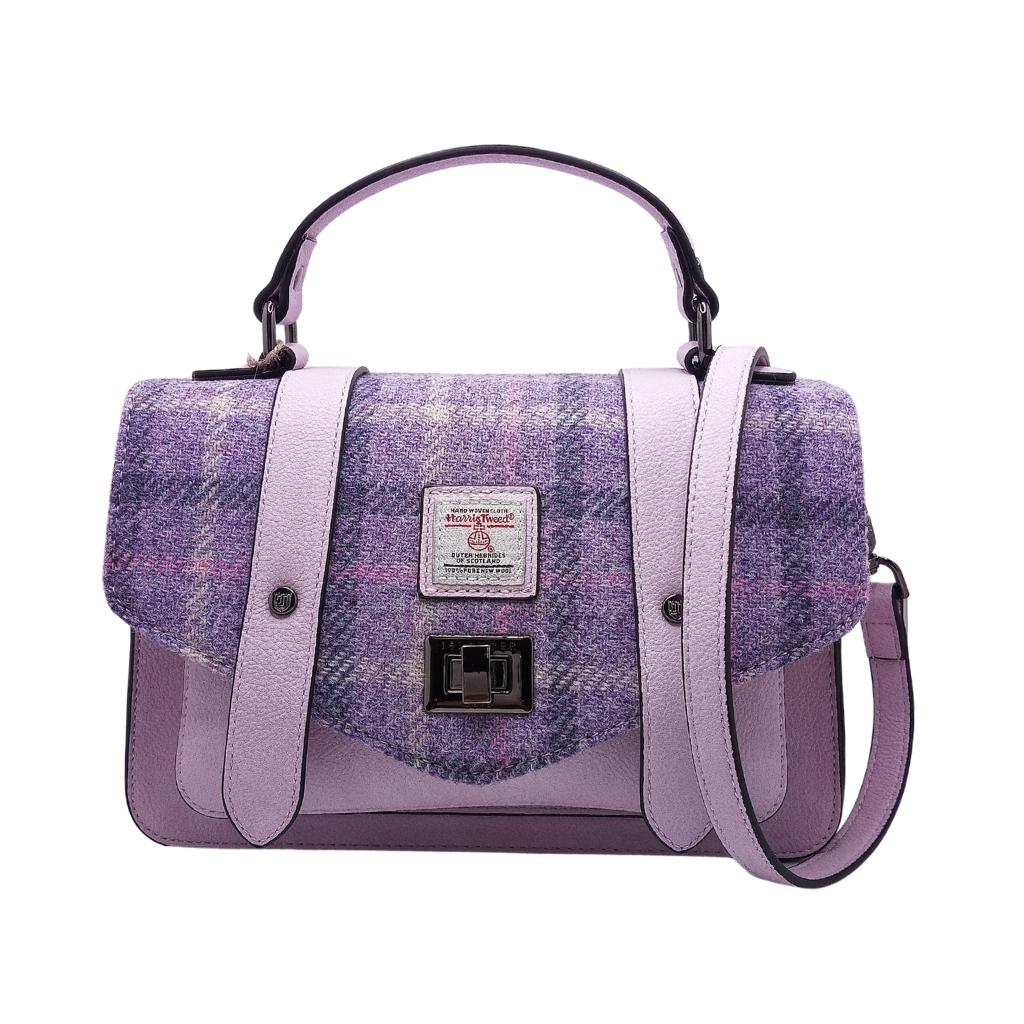 Islander Harris Tweed Medium Satchel 'Purple Tartan' by Islander - Handbags