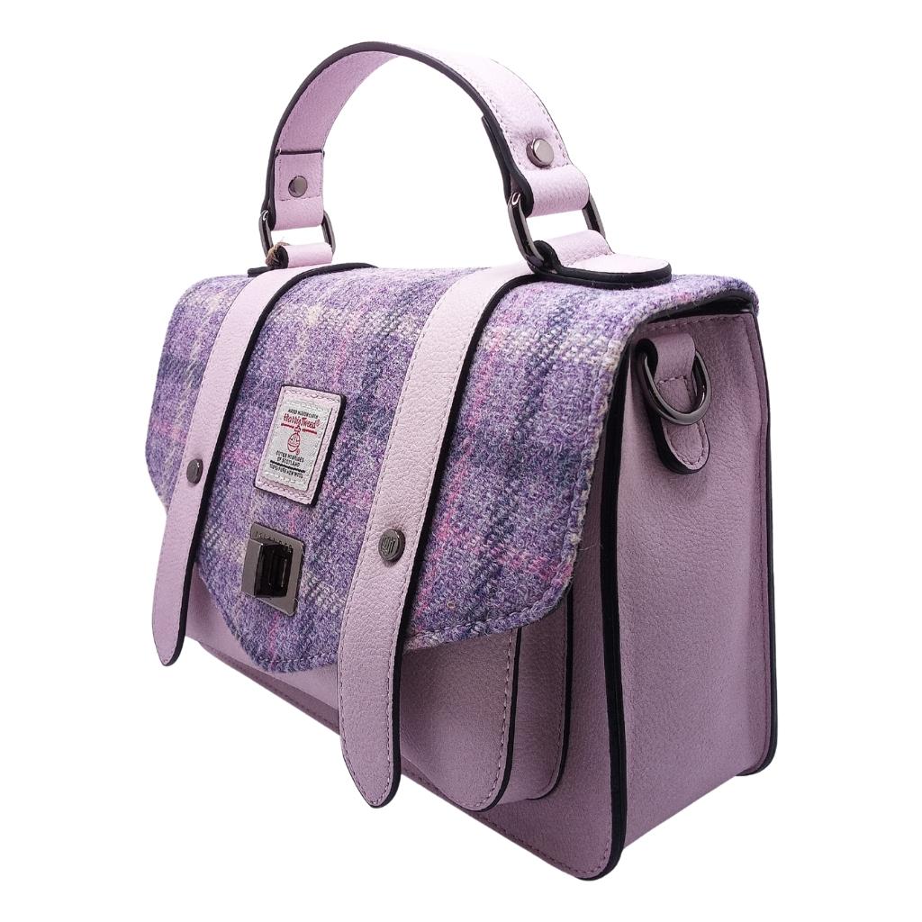 Islander Harris Tweed Medium Satchel 'Purple Tartan' by Islander - Handbags
