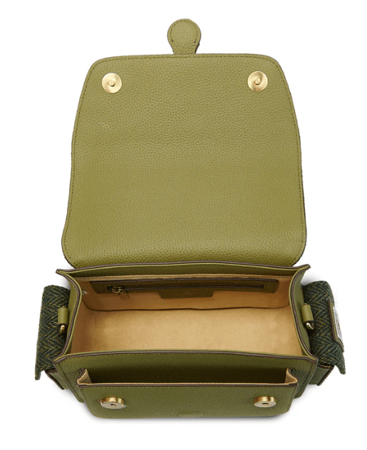 Islander Harris Tweed Melrose Leather Crossbody 'Green Herringbone' - The Celtic Gift Store - Handbags