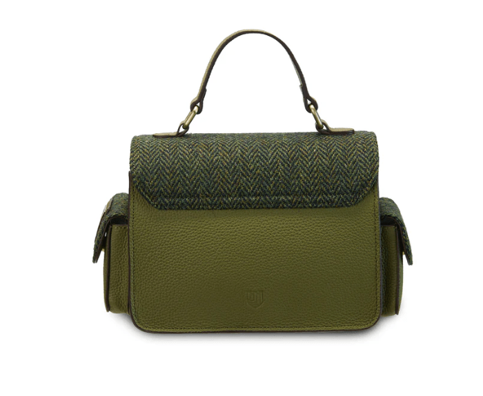 Islander Harris Tweed Melrose Leather Crossbody 'Green Herringbone' - The Celtic Gift Store - Handbags