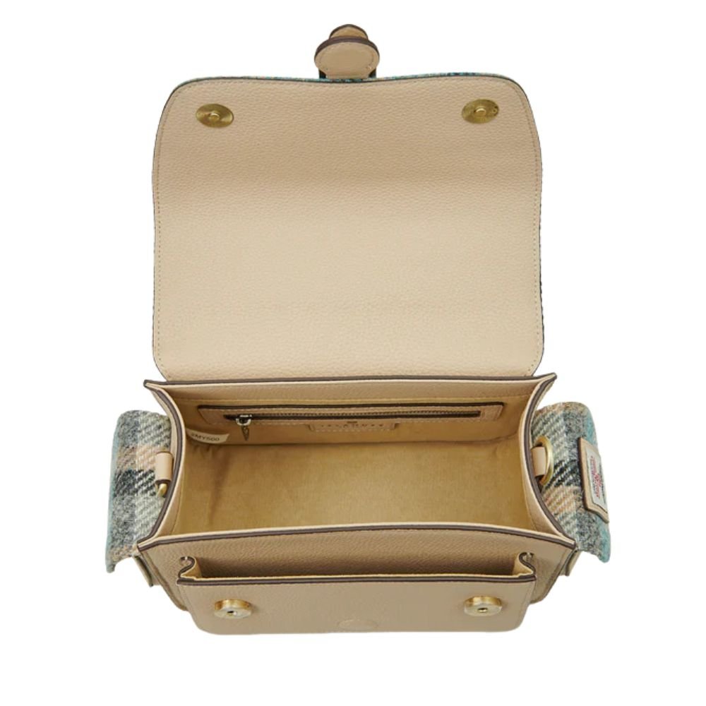 Islander Harris Tweed Melrose Leather Crossbody 'Navy Overcheck'