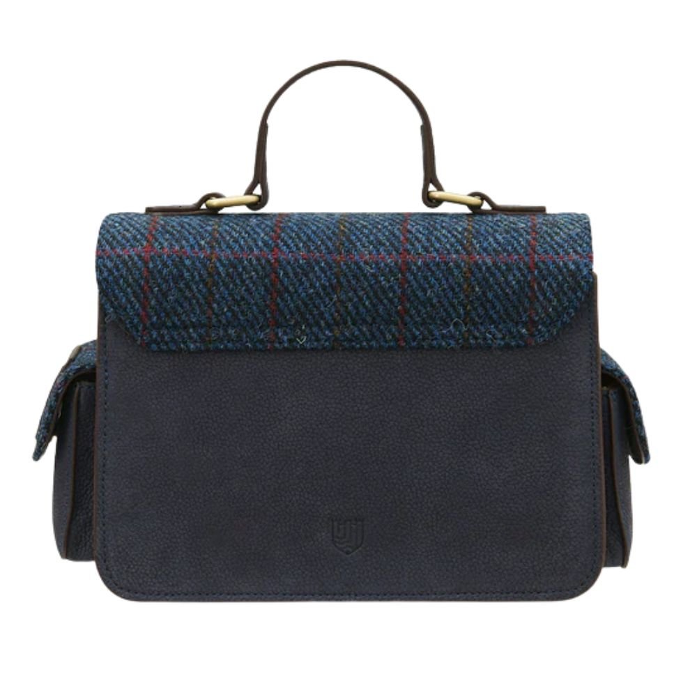 Islander Harris Tweed Melrose Leather Crossbody 'Navy Overcheck'