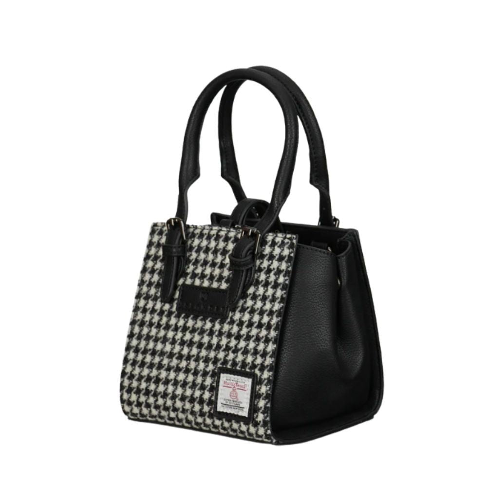 Islander Harris Tweed Mini Caillie Tote 'Black and White Dogstooth'