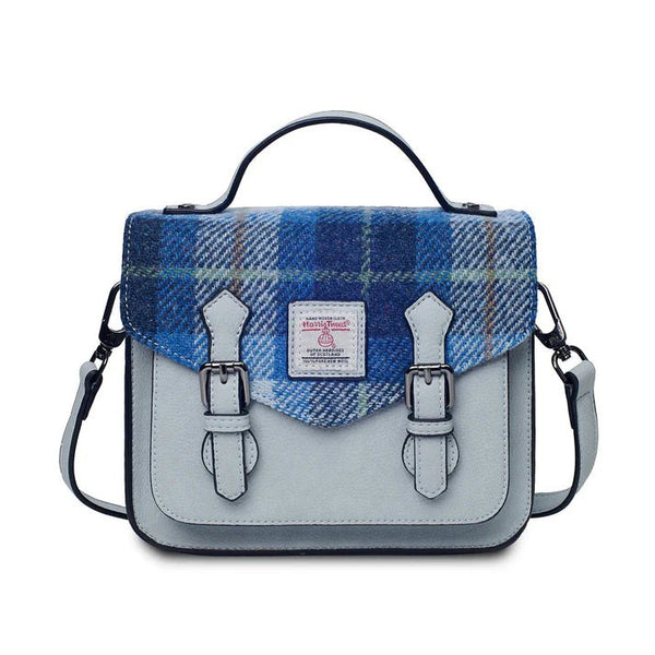 Islander Harris Tweed Mini Calton Satchel 'Blue Tartan' - The Celtic Gift Store - Handbags