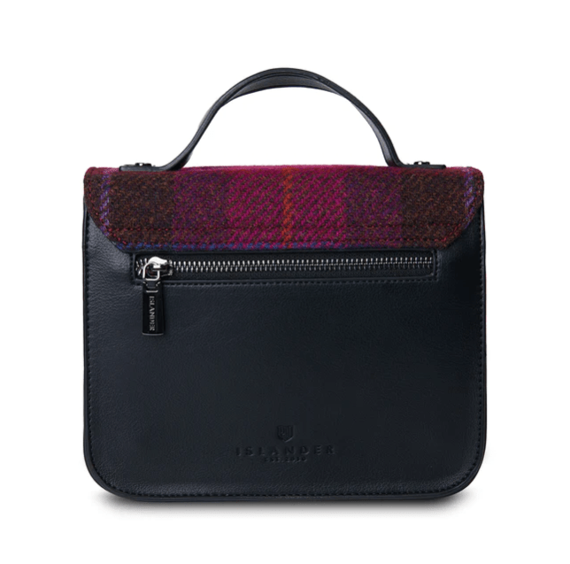 Islander Harris Tweed Mini Calton Satchel 'Chestnut and Blue Tartan' - The Celtic Gift Store - Handbags