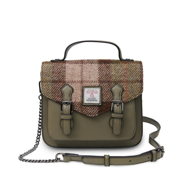 Islander Harris Tweed Mini Calton Satchel 'Chestnut Tartan' - The Celtic Gift Store - Handbags