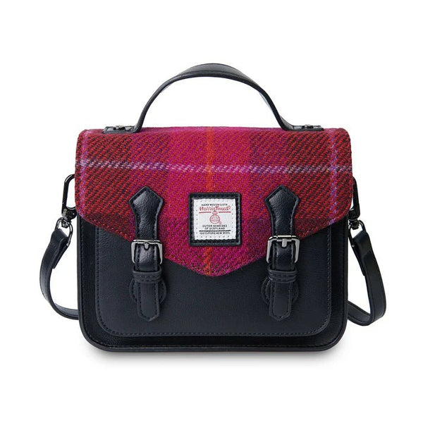 Islander Harris Tweed Mini Calton Satchel 'Fuchsia Tartan' - The Celtic Gift Store - Handbags
