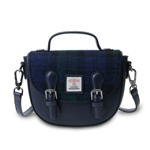 Islander Harris Tweed Mini Cobble Satchel 'Black Watch' - The Celtic Gift Store - Handbags