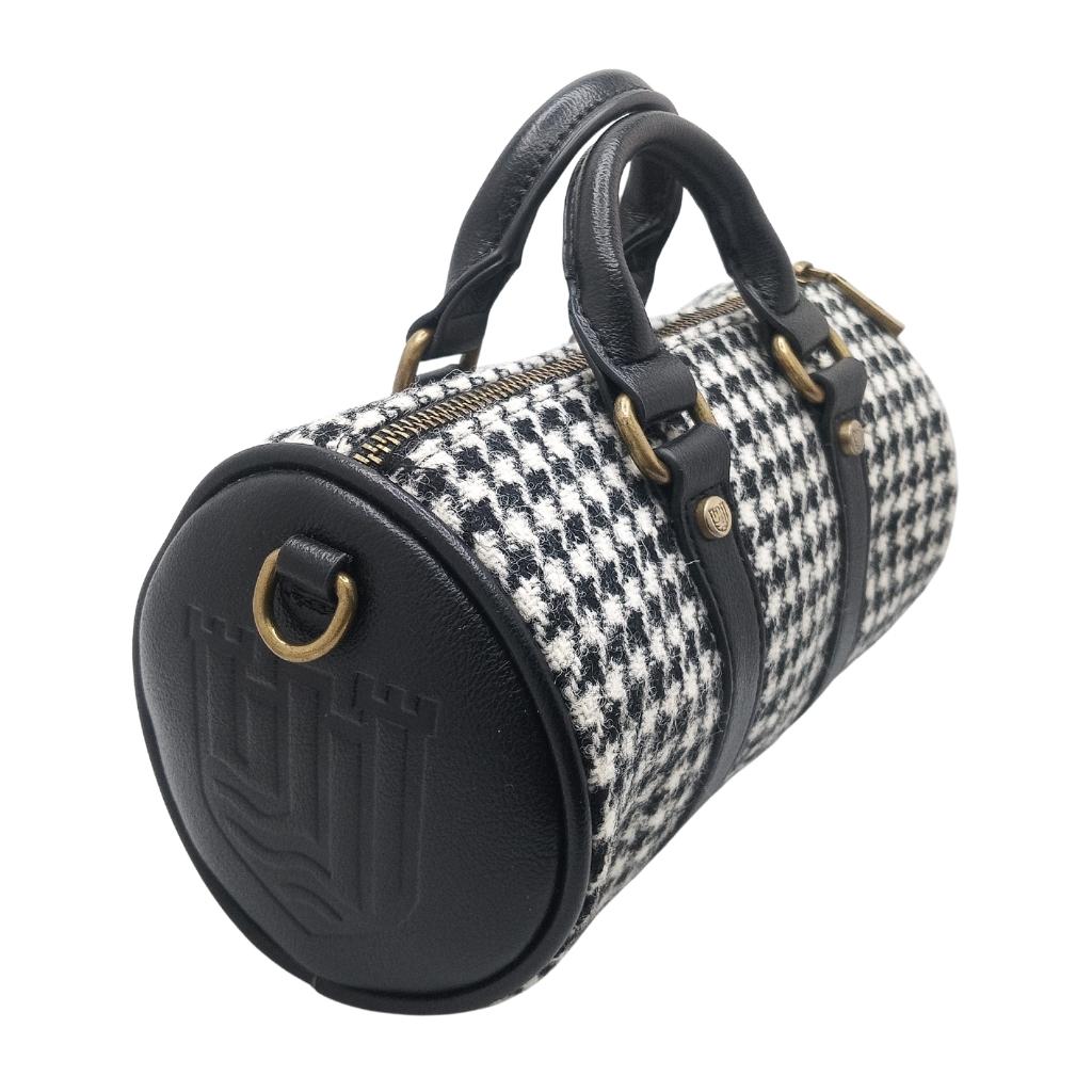 Islander Harris Tweed Mini Duffel Bag 'Black and White Dogtooth'