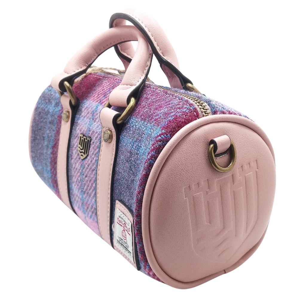 Islander Harris Tweed Mini Duffel Bag 'Pink and Blue Tartan'