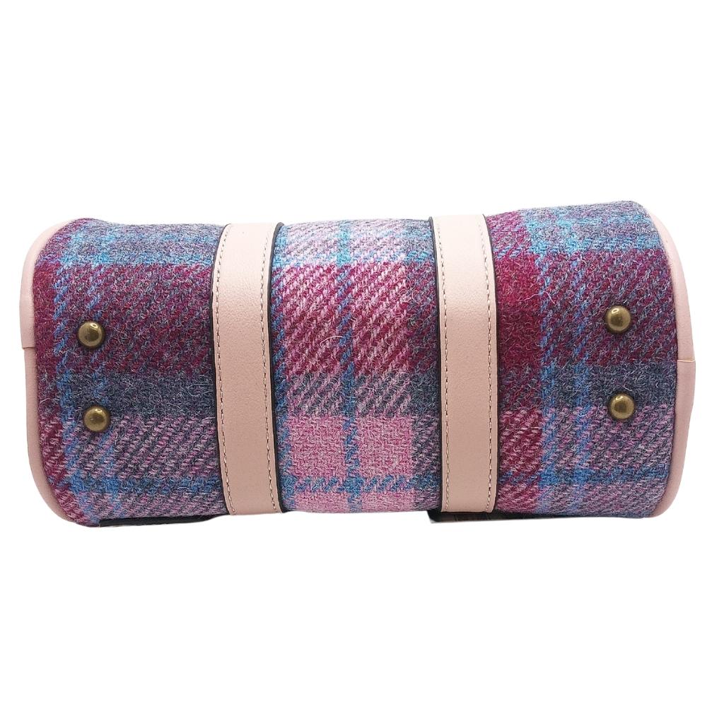 Islander Harris Tweed Mini Duffel Bag 'Pink and Blue Tartan'
