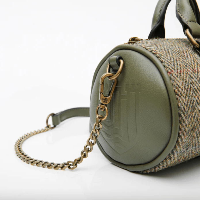 Islander Harris Tweed Mini Duffle Bag 'Black and White Dogtooth' - The Celtic Gift Store - Handbags
