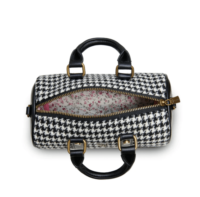 Islander Harris Tweed Mini Duffle Bag 'Black and White Dogtooth' - The Celtic Gift Store - Handbags